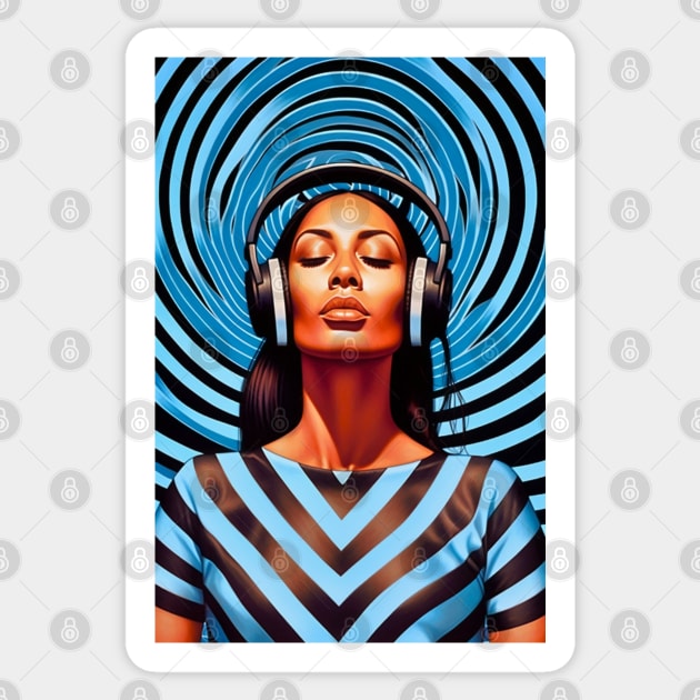 Op Art Music Lover Pacific Islander Woman Pacific Islanders Sticker by Unboxed Mind of J.A.Y LLC 